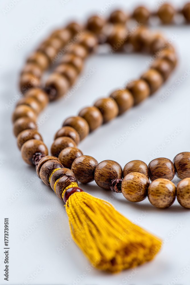 Obraz premium Close Up, Prayer beads isolated on white background