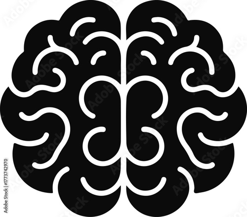 Stylized Brain Silhouette Icon mind symbol