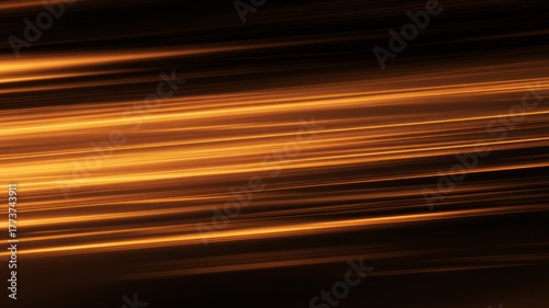 Horizontal lines in warm hues create dynamic motion effect on black. Plays with light and speed, evoking sense of energy and movement. Minimalist abstract composition. Neural network AI generated