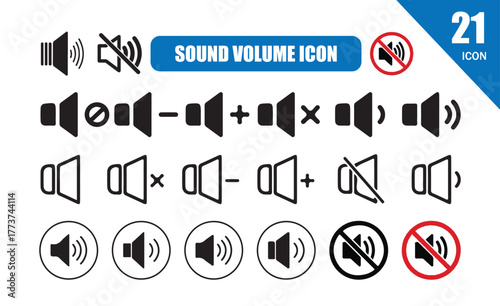 Sound Icon set. speaker mute icon sign. Volume Off symbol. mute, low, medium, and high volume sound symbols. volume control and loudspeaker button vector illustration eps 10