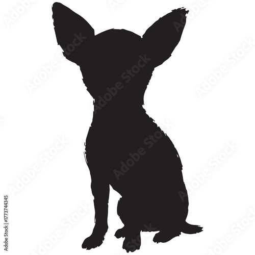 Sitting Chihuahua dog breed silhouette pet animal vector