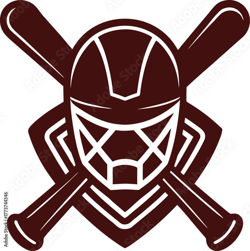 Baseball Catcher's Mask and Crossed Bats Emblem helmet
