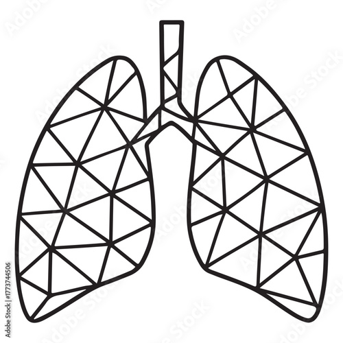 Lungs geometric wireframe outline human anatomy structure