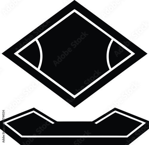 Black Diamond Shapes with White Outline and Inner Lines