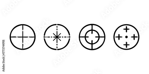 Gun sight crosshairs. Vector crosshair set. Isolated symbol. Target icon with the shadow isolated on a white background, vector illustration for web design .