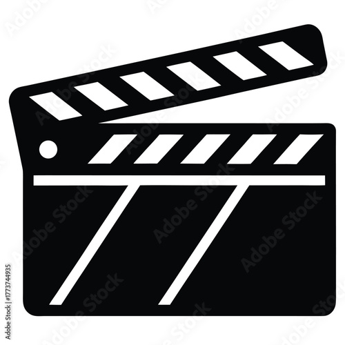 Film industry clapperboard icon symbol for movie making and cinema production
