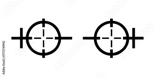 Gun sight crosshairs. Vector crosshair set. Isolated symbol. Target icon with the shadow isolated on a white background, vector illustration for web design .
