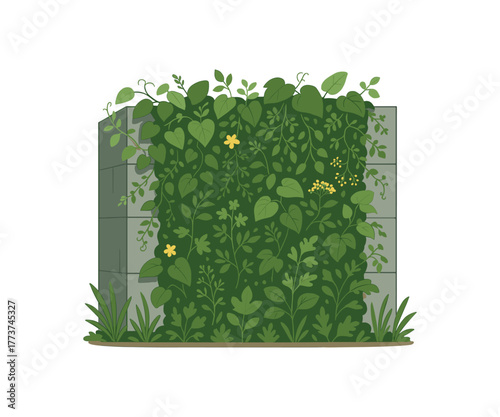 urban green with native vines biodiversity support and climate resilience flat vector illustration style isolated on white background