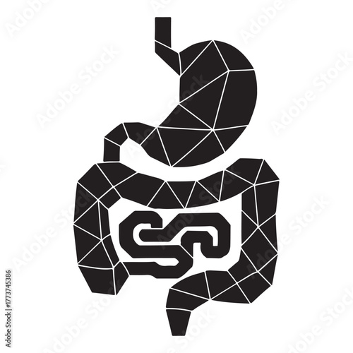 Human digestive system low poly geometric silhouette icon