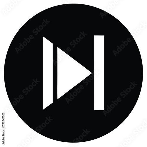 Next Track Vector Icon Modern Style in Black and White Design