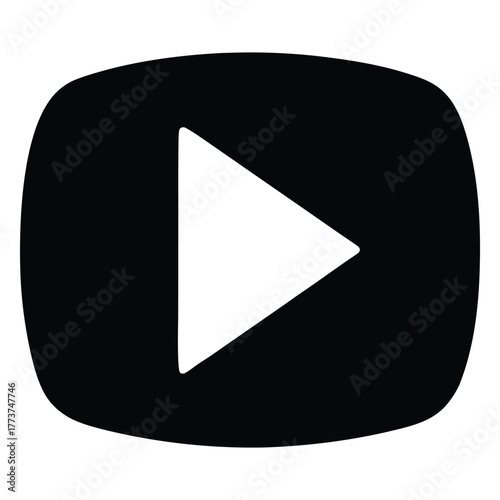 Black Play Button with White Triangle Graphic Design Icon
