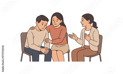 compassion training understanding others and emotional support practice flat vector illustration style isolated on white background