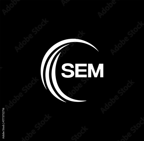 SEM set ,SEM logo. S E M design. White SEM letter. SEM, S E M letter logo design. Initial letter SEM letter logo set, linked circle uppercase monogram logo. S E M letter logo vector design.	