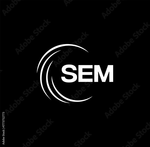 SEM set ,SEM logo. S E M design. White SEM letter. SEM, S E M letter logo design. Initial letter SEM letter logo set, linked circle uppercase monogram logo. S E M letter logo vector design.	