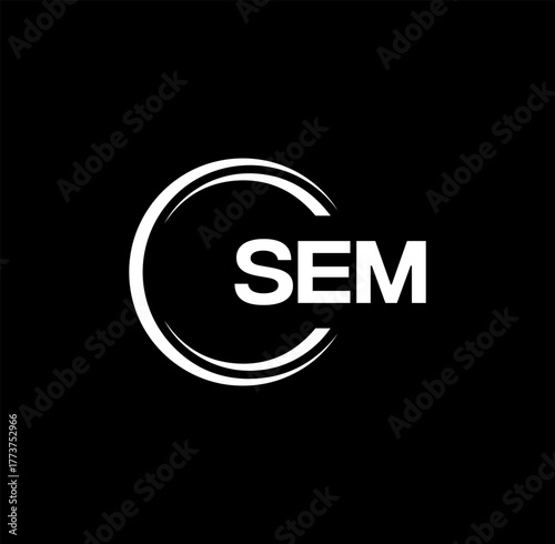SEM set ,SEM logo. S E M design. White SEM letter. SEM, S E M letter logo design. Initial letter SEM letter logo set, linked circle uppercase monogram logo. S E M letter logo vector design.	
