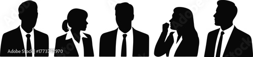 Business silhouette, professional people, corporate attire, office team, formal clothing, leadership, teamwork, workplace, diversity, career, success, collaboration, concept, design, illustration