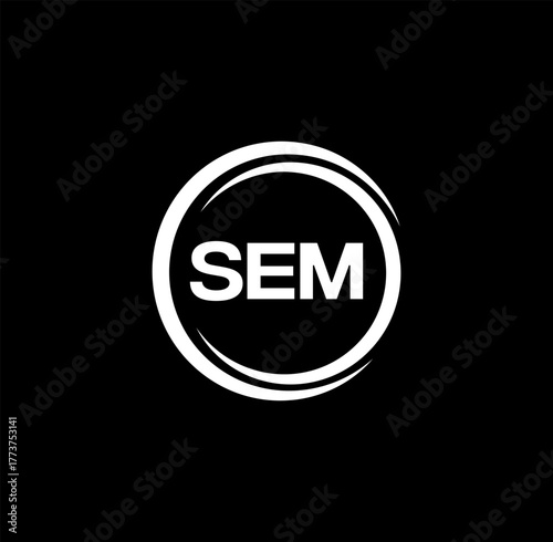 SEM set ,SEM logo. S E M design. White SEM letter. SEM, S E M letter logo design. Initial letter SEM letter logo set, linked circle uppercase monogram logo. S E M letter logo vector design.	