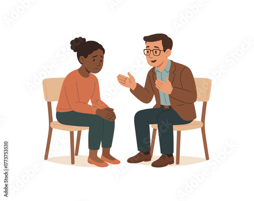 manager giving emotional feedback session using feelings based language flat vector illustration style isolated on white background