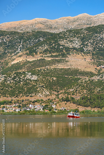 Bild auf Leinwand Ioannina, Greece - August 21, 2025: A lake near the city of Ioannina in Greece