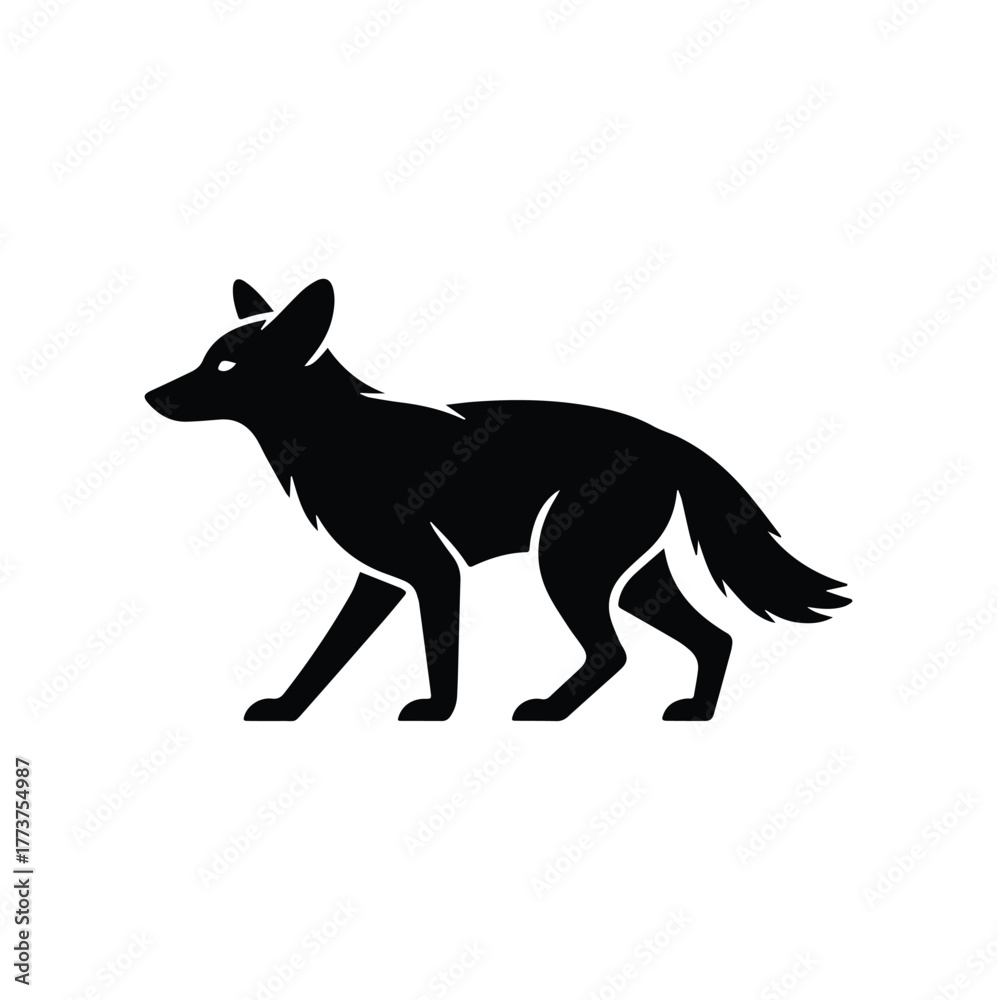 Fototapeta premium Fox Silhouette Isolated on White Background