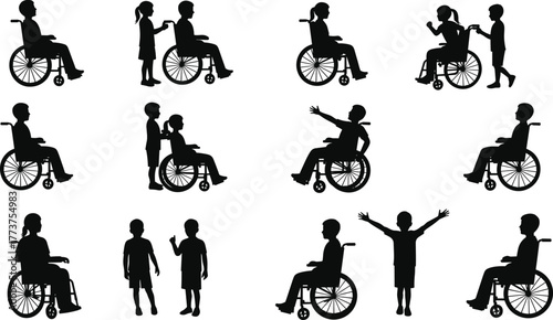 Disability inclusion, wheelchair users, accessibility, social interaction, communication, companionship, diversity, equality, support, friendship, empathy, awareness, teamwork, community, acceptance