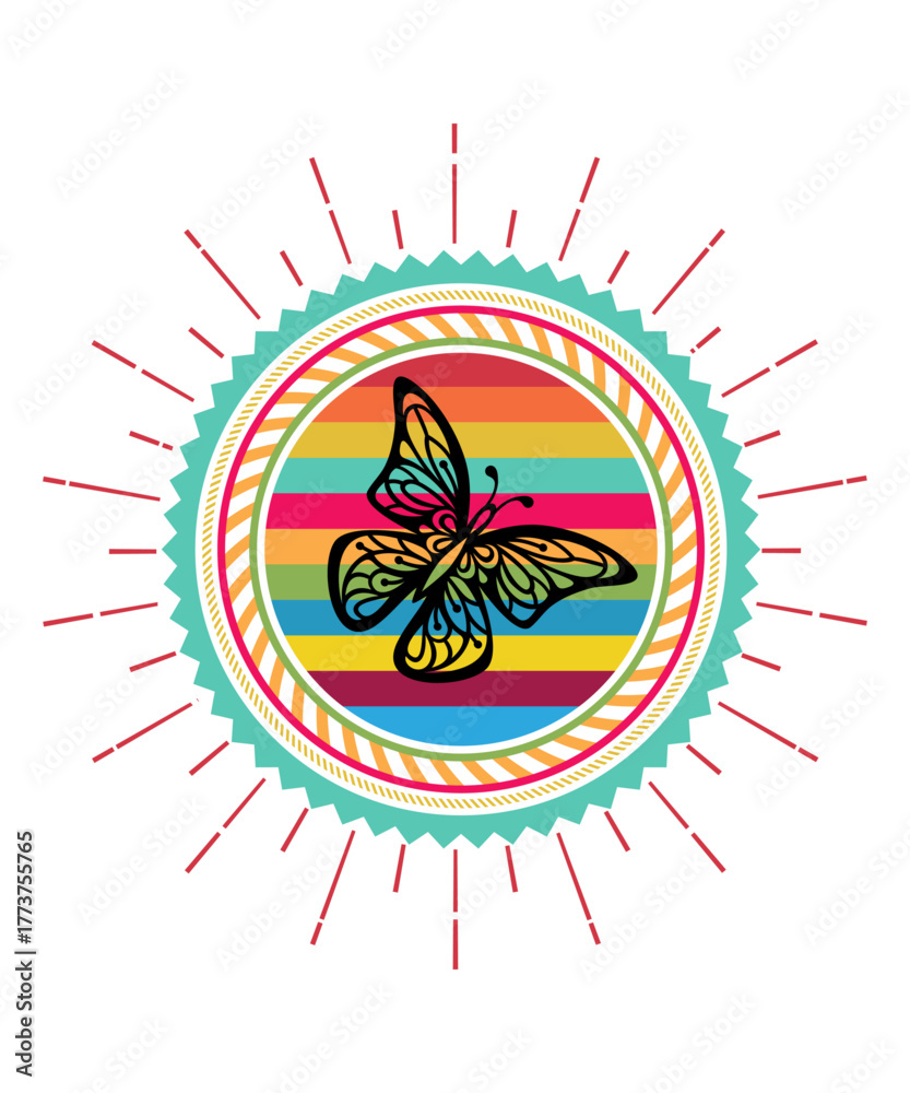 Obraz premium Butterfly Vector White Line Style