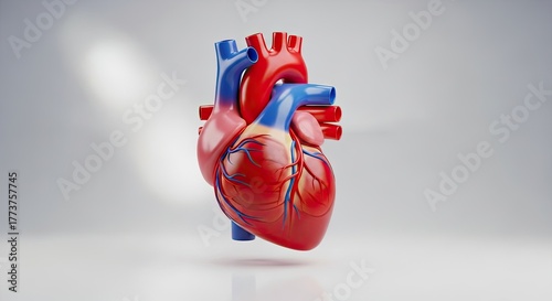 3D Rendering of Human Heart Anatomy Isolated on White Background for Medical Education and Healthcare Visualization