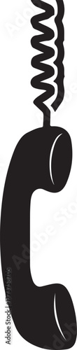 phone handset hangs from a black cord against silhouette vector