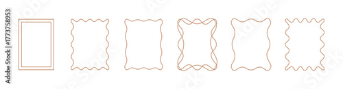 Set of Vector hand drawn oval vintage border set. wavy lace and pearl wedding frames. Squiggle curve doodle rectangle and oval sketch with zigzag edge. Vector illustration. EPS 10