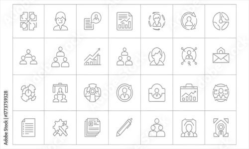 Collection of business and human resources icons for presentations and infographics