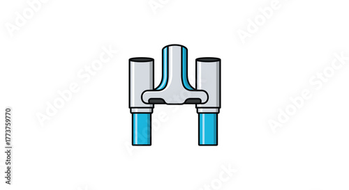 A modern bathroom faucet icon, illustrated with a sleek design featuring clean lines and a combination of blue and gray tones.