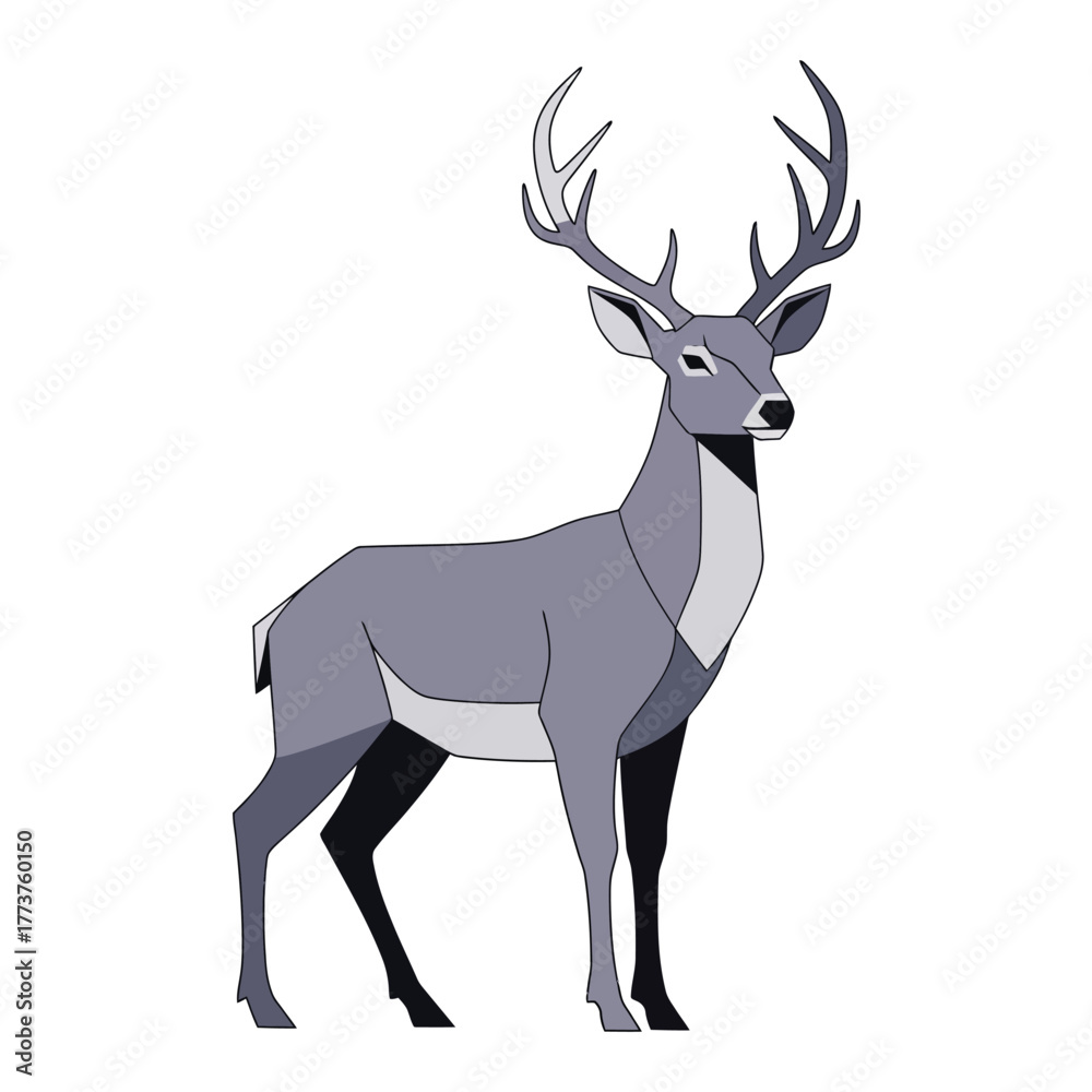 Obraz premium Stylized Gray Deer Illustration Majestic Animal Artwork in Minimalist Design