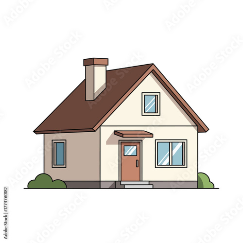Simple Residential House Illustration in a Clean Minimalist Style