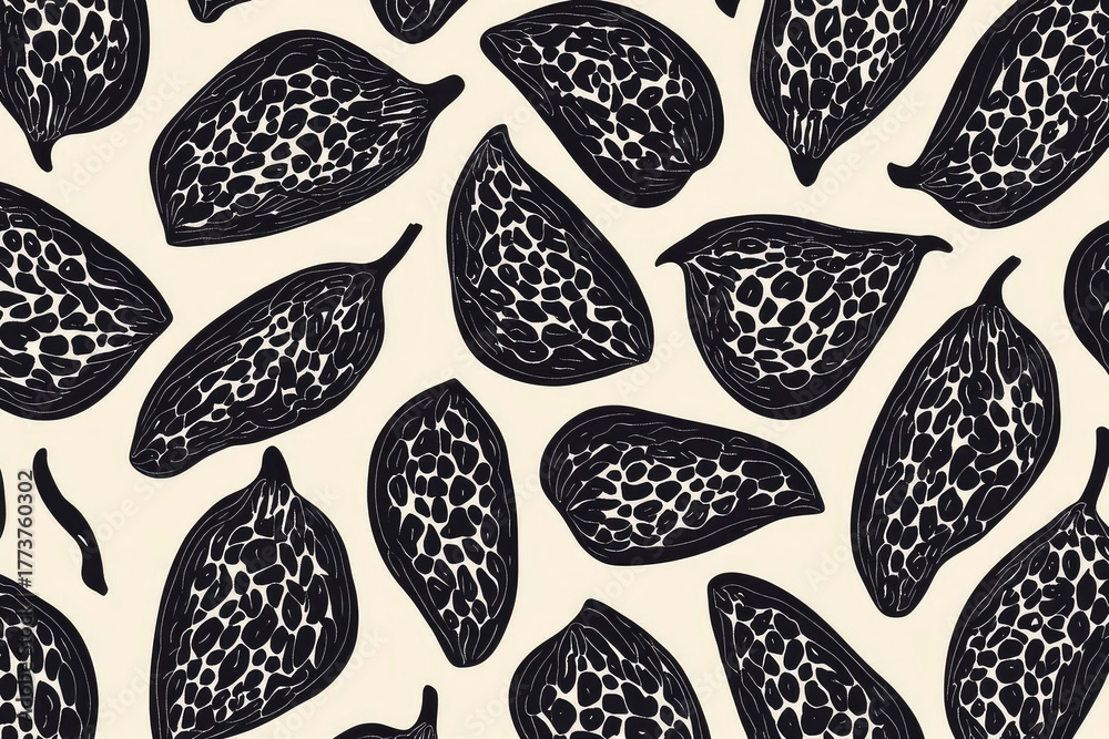 Fototapeta premium Monochrome Papaya Seed Pattern — Elegant Geometric Layout in Minimal Style