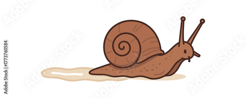 snail leaving slime trail educational exploration and pet observation flat vector illustration style isolated on white background