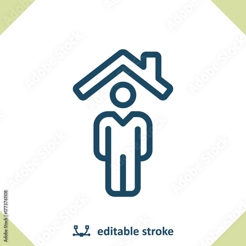 Home Owner Icon. Man, Realtor, Roof, House, Home