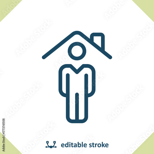 Home Owner Icon. Man, Realtor, Roof, House, Home