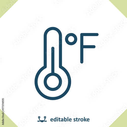 Thermometer Icon. Temperature, Weather, Fahrenheit, Degrees
