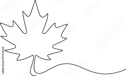 Maple Leaf One Line Art  Minimalist Continuous Line Drawing Vector Illustration