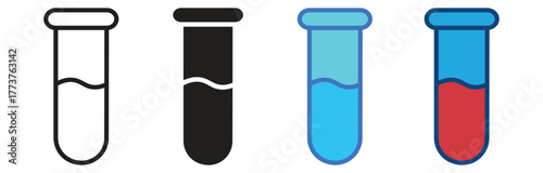 test tube icon. Laboratory Glassware Symbol for Science, Experiment, Chemistry, Medical Research, and Education. Test tube, medical test tube sign ,Vector Illustration.