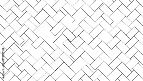 Abstract Geometric Pattern of Interlocking Rectangles and Lines in Black and White