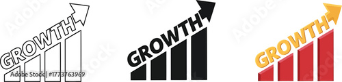 Business growth chart with rising arrow concept illustration
