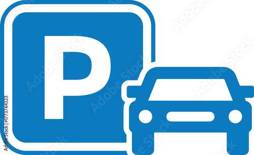 Parking location pointer icon. Map location pointer. GPS destination marker for vehicles. Map marker with letter P sign
