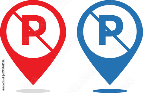 no Parking location pin icon. Safety signs. gate warning sign. Warning highway limit speed
