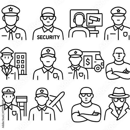 Security professionals icon set.