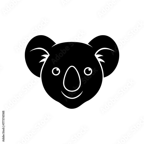 Photography Koala bear head simple outline on transparent background silhouette