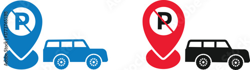 no Parking location pin icon. Safety signs. gate warning sign. Warning highway limit speed
