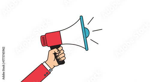 A person holding a megaphone to make an announcement or broadcast a message to a crowd.2