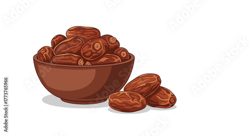 A wholesome bowl of sweet dried dates offers a nutritious and energy-boosting snack for any time of the day.