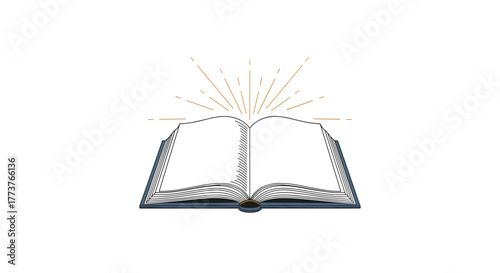 This open book with radiating lines suggests knowledge inspiration learning and discovery.